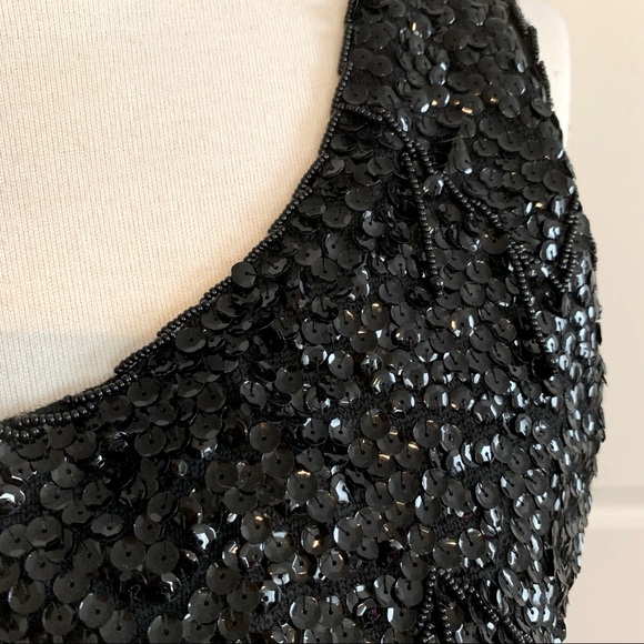 Vintage sequin party flapper sparkly beaded wool crop top size M - Picture 4 of 6
